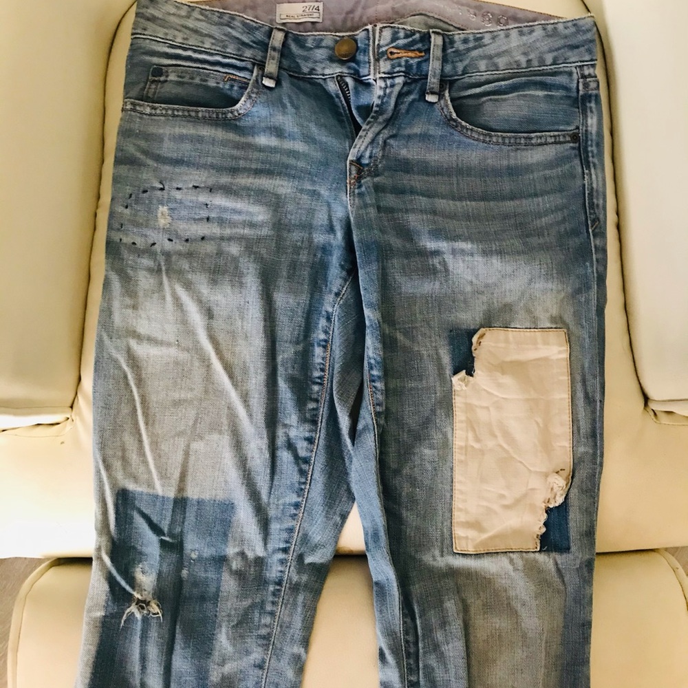 Gap 1969 Patch Work Crop Blue Jeans